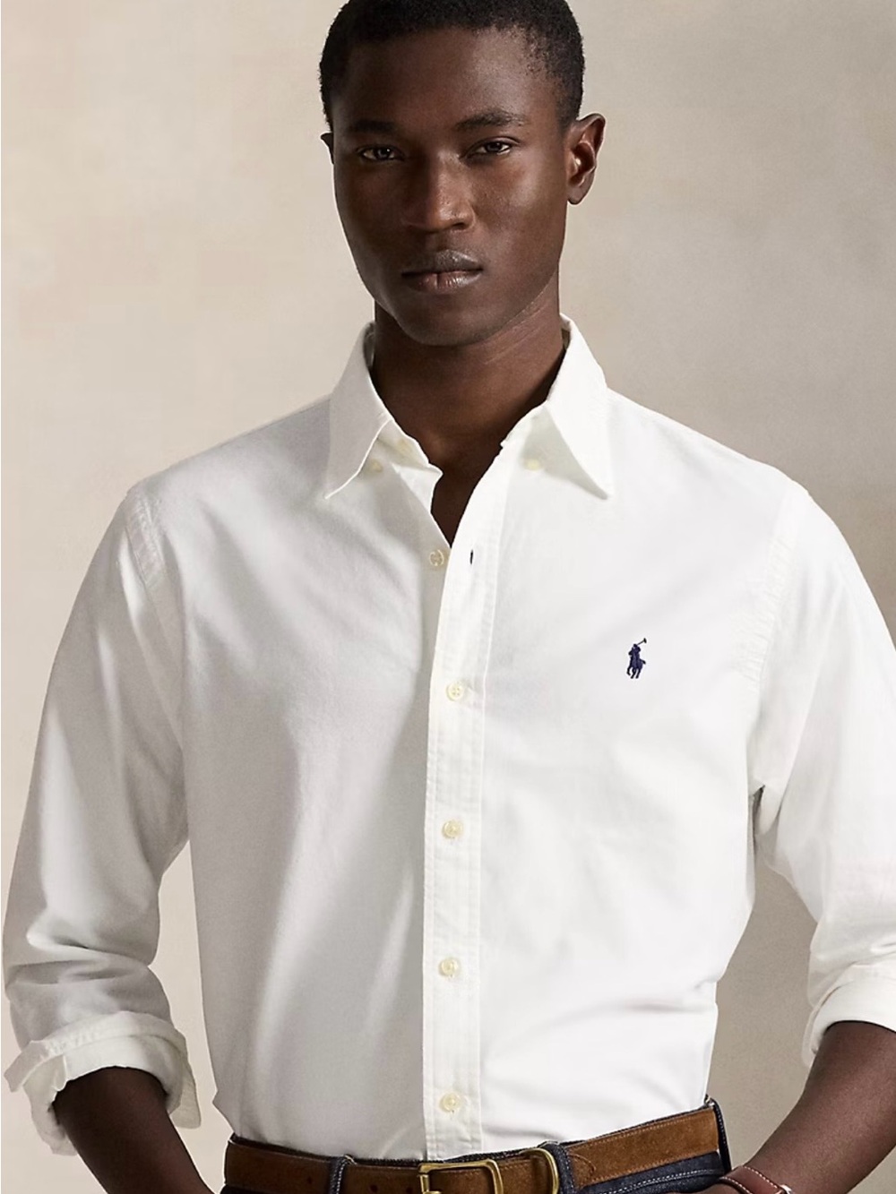 Ralph Lauren Cream Casual Button 
Down Shirt Size: L